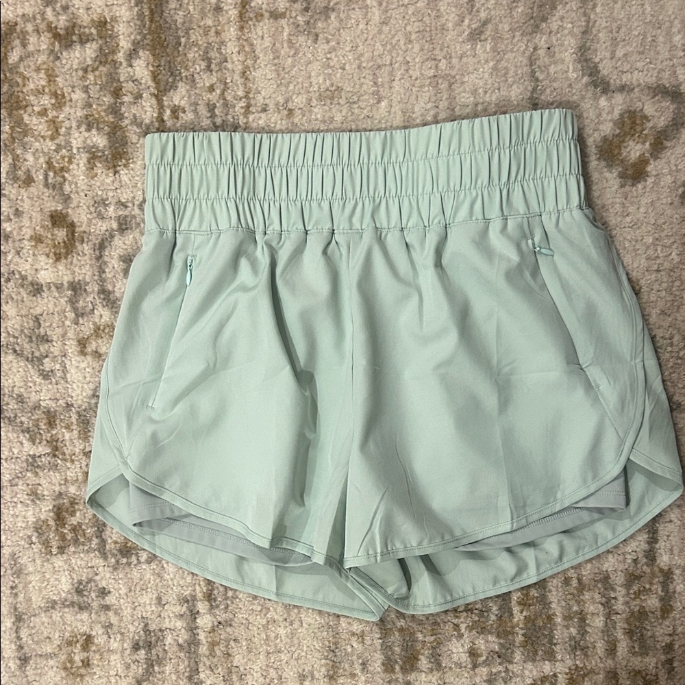 Athletic Quick Dry High Waisted Shorts in Sage Green